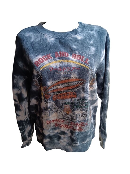 Modish Rebel Tops - Crewneck Sweat Top Buckle Rock Roll Tie-Dye Sweatshirt Crewneck XS Modish Rebel